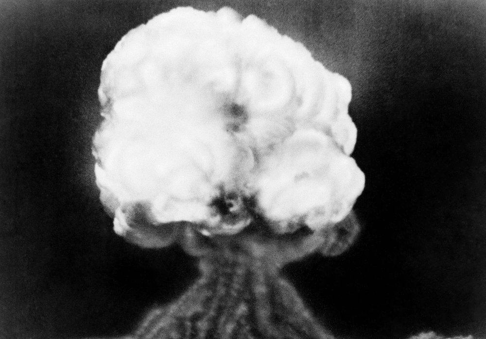 The mushroom cloud of the first atomic explosion at Trinity Test Site near Alamagordo. image credit: AP