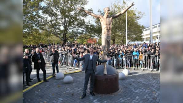 Former Sweden international Zlatan Ibrahimovic unveils larger than life statue in hometown Malmo