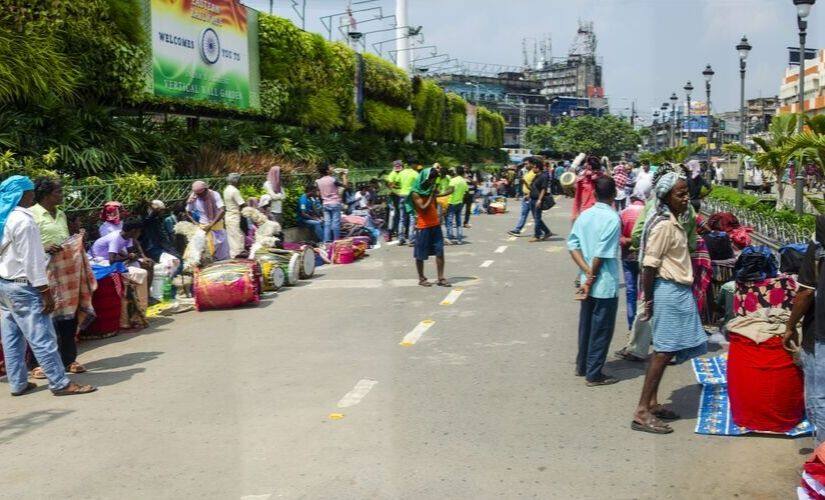 The enclosed space in front of Kolkata's Sealdah Railway Station occupied by dhaakis during this time of the year