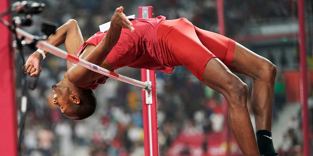 world record long jump male in feet