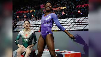 World Gymnastics Championships 2019: Simone Biles wins women's beam gold to set new world record of 24 medals