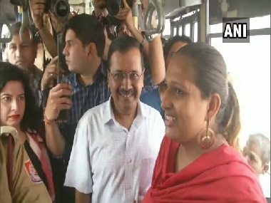 Arvind Kejriwal boards public buses, takes feedback from women passengers on Delhi government's free-ride scheme Arvind Kejriwal boards public buses, takes feedback from women passengers on Delhi government's free-ride scheme