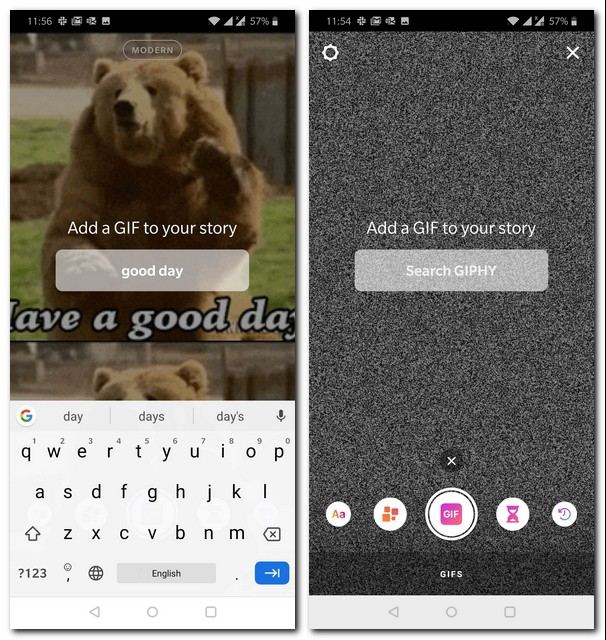 The latest GIF option will let you search for a GIFs and add it as your Instagram story.