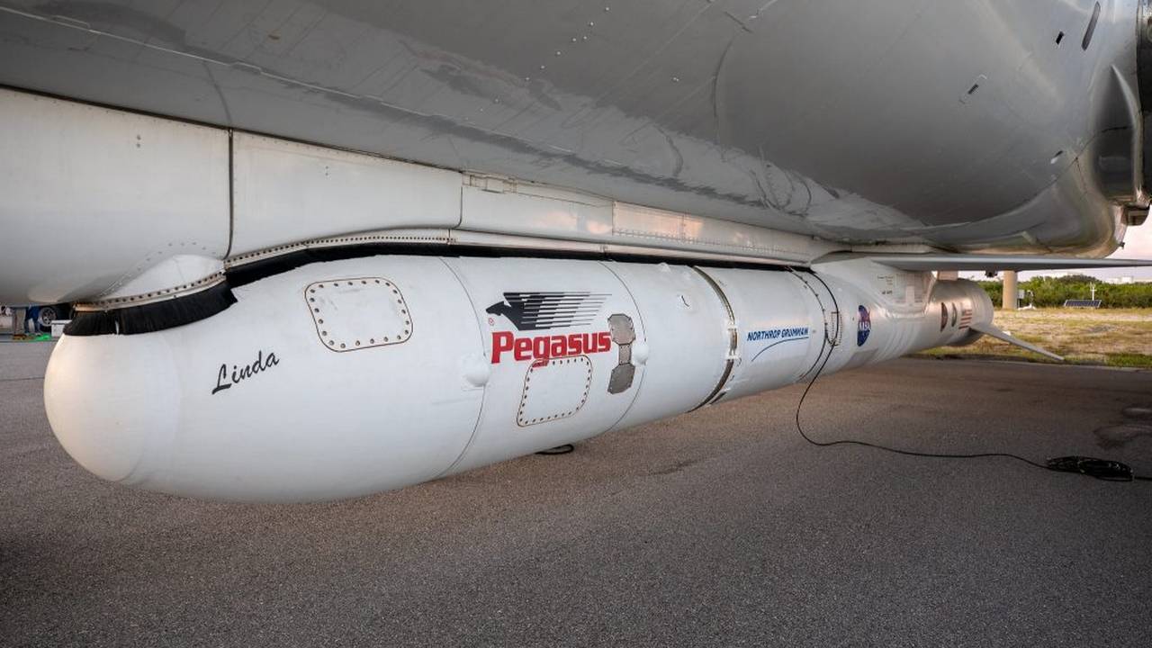 The Northrop Grumman Pegasus XL rocket, carrying NASA’s Ionospheric Connection Explorer (ICON). image credit: NASA