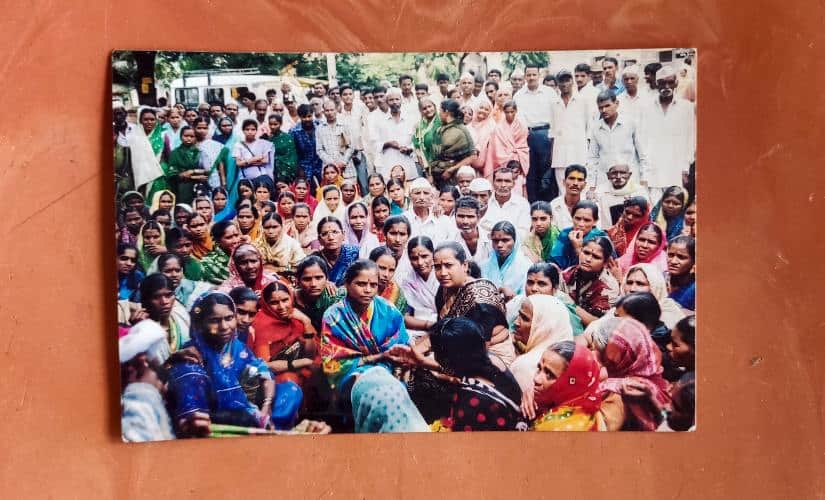 An old photograph of one of the non-violent protests Kalpana staged against the government officials