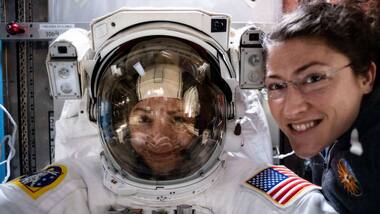 Christina Koch and Jessica Meir head out for the first ever all-female spacewalk