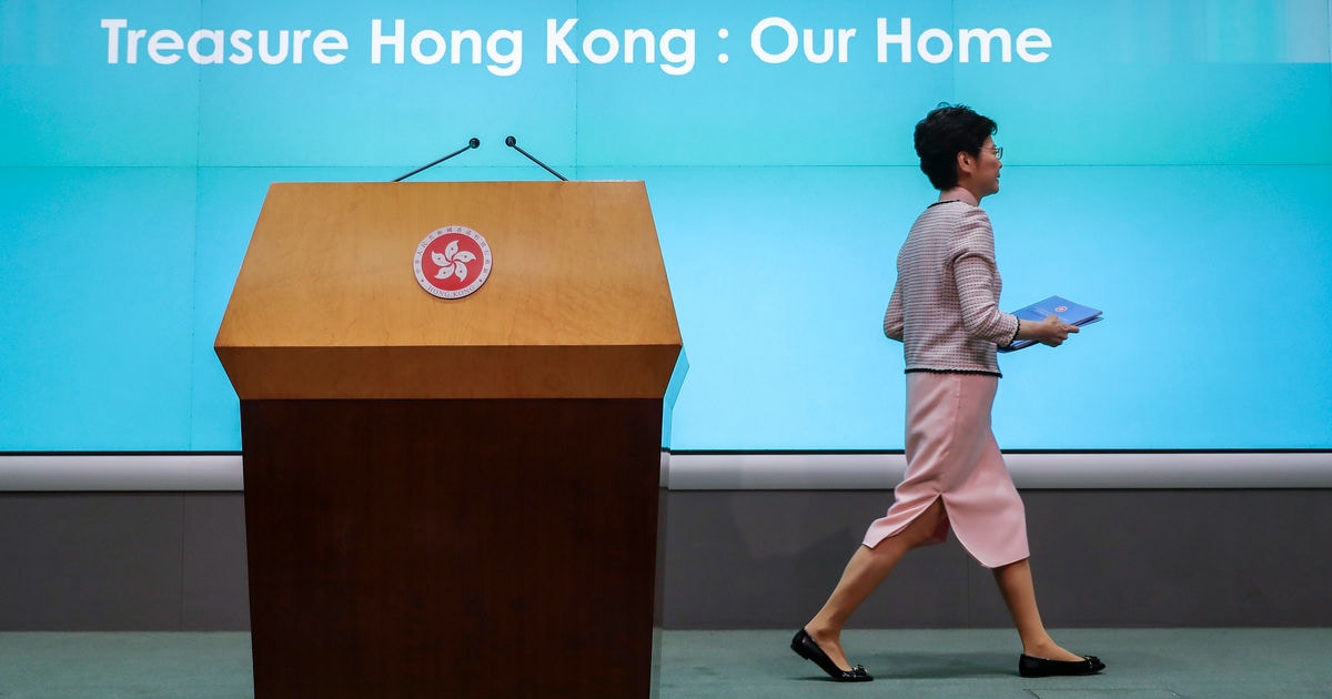 Hong Kong Protests Carrie Lam Abandons Policy Speech As Oppn Shouts Her Down Agitation Leader 2699