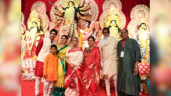 Durga Puja 2019: Alia Bhatt chooses red organza sari; Amitabh, Jaya Bachchan celebrate festival with Rani Mukerji, Kajol