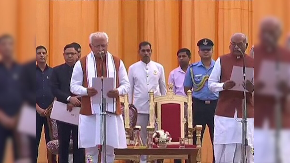 Haryana government formation: Manohar Lal Khattar sworn in as CM for second innings; JJP's Dushyant Chautala takes oath as deputy CM