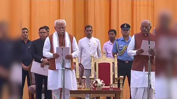 Haryana government formation: Manohar Lal Khattar sworn in as CM for second innings; JJP's Dushyant Chautala takes oath as deputy CM