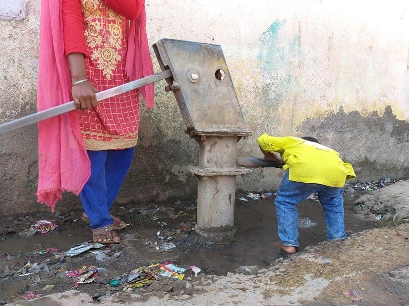The hand-pump in Bramhangaon hamlet that is the only source of water. Firstpost/Natasha Trivedi