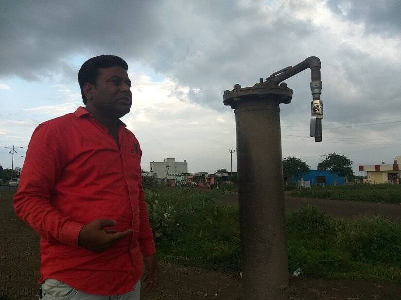 Rameshwar Ghumard talks about the valve that is a major source of water in Pakharsanghvi in Latur. Firstpost/Natasha Trivedi