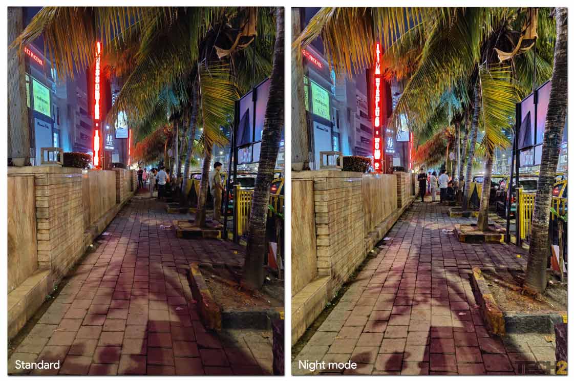 Nightscape mode shot on a footpath. Image: tech2/Abhijit Dey.