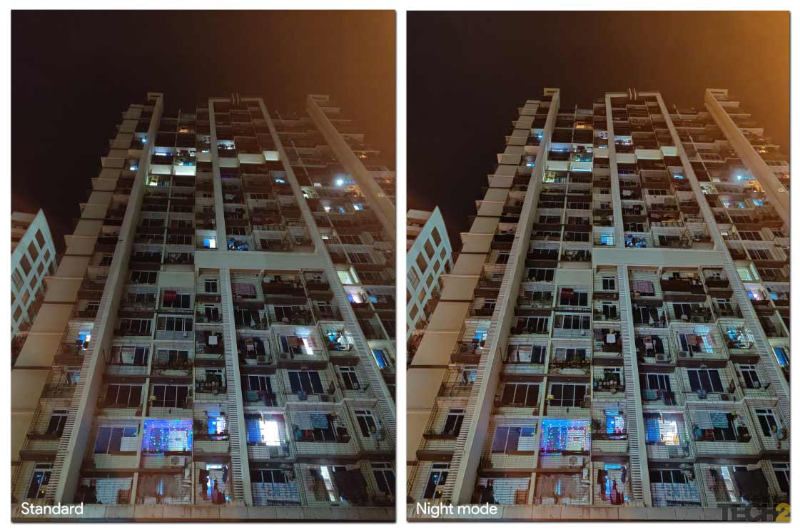 Standard and night mode shot comparison. Image: tech2/Abhijit Dey.