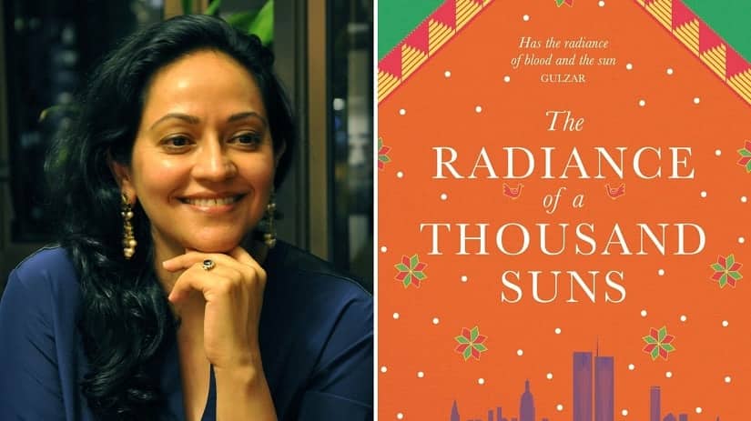 File image of Manreet Sodhi Someshwar; cover for The Radiance of a Thousand Suns.