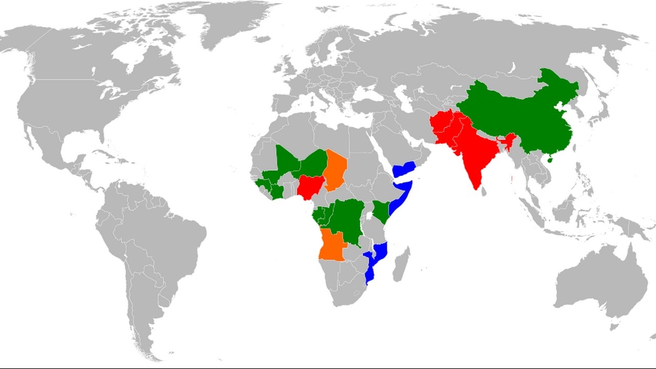 A map of the countries of the world that are still struggling with polio (c.2011). Image credit: Wikipedia