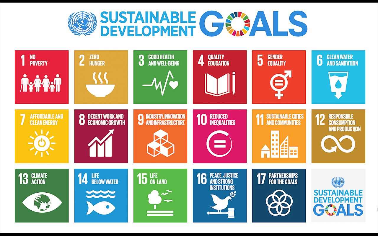 The 17 sustainable development goals as set out by the UN. 