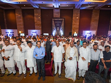 Maharashtra Govt Formation Updates: At Maha-Aghadi's show of strength at Mumbai's Grand Hyatt, 162 MLAs pledge loyalty to NCP-Congress-Shiv Sena Maharashtra Govt Formation Updates: At Maha-Aghadi's show of strength at Mumbai's Grand Hyatt, 162 MLAs pledge loyalty to NCP-Congress-Shiv Sena