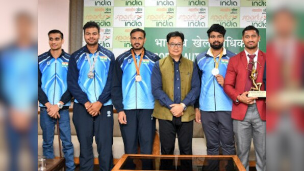 Sports Minister Kiren Rijiju felicitates World Para Athletics Championships medal winners with cash awards