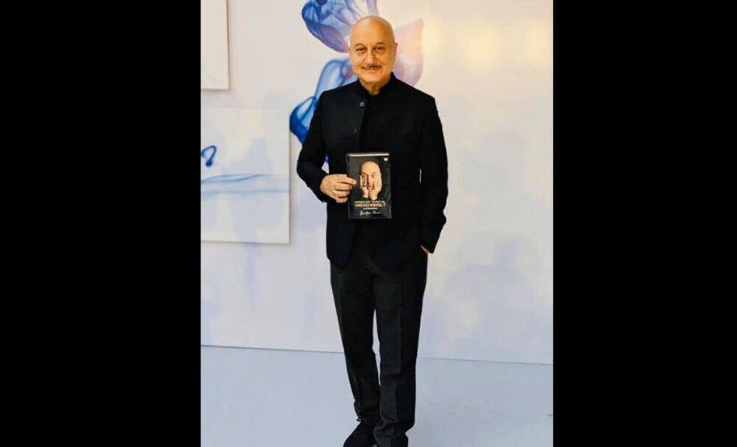Anupam Kher at the launch of his book Lessons Life Taught Me, Unknowingly: An Autobiography. Photo credit: Facebook @anupamkherofficial.