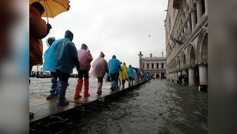 Highest tide in 50 years sweeps Venice; administration sets up wooden catwalks in St Mark’s Square, deploys water ambulances