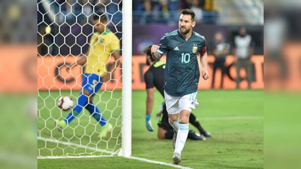 Lionel Messi marks international comeback from three-month ban with winning goal for Argentina against Brazil in friendly