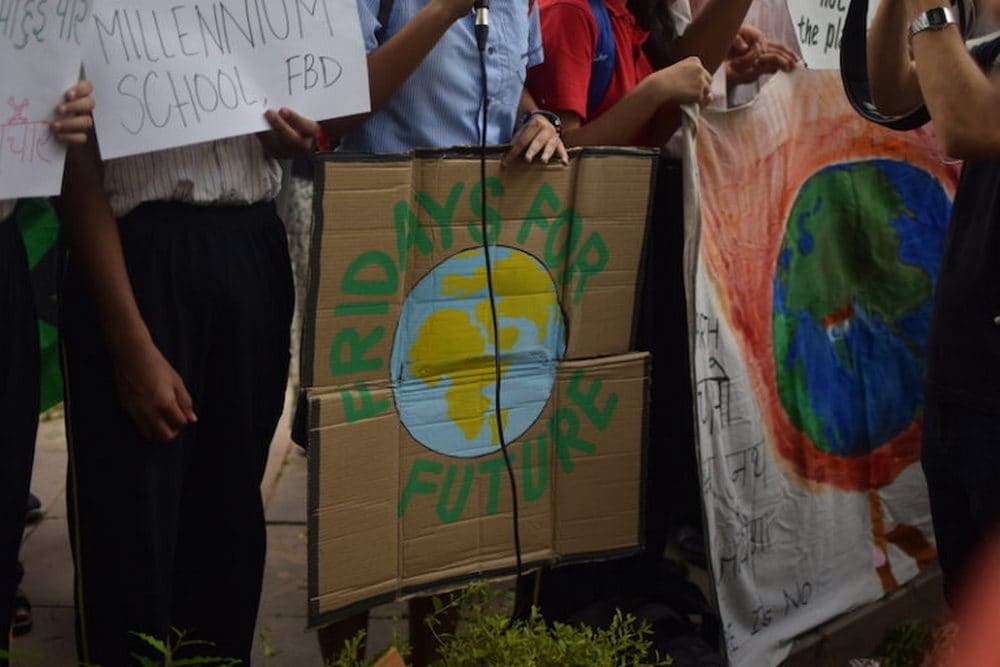 A sign from the climate Strike in Delhi. Image credit: Arnold Joyce.