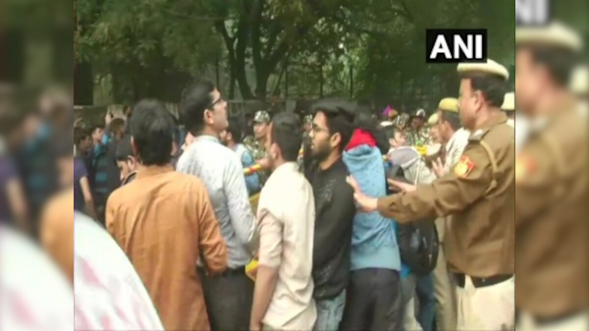 JNU students stage protest outside campus auditorium over fee hike, curfew timings, dress code; traffic affected near varsity