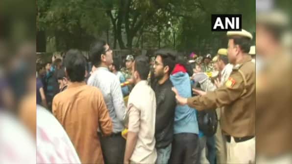 JNU students stage protest outside campus auditorium over fee hike, curfew timings, dress code; traffic affected near varsity