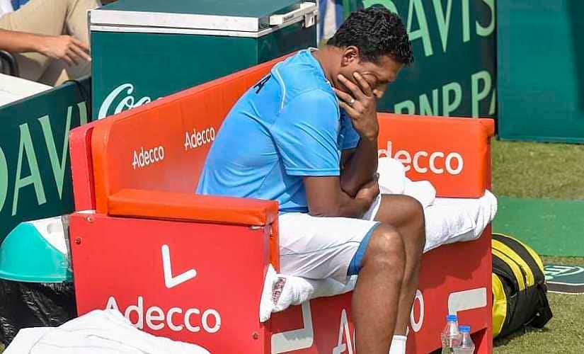 Kolkata: India's non playing captain Mahesh Bhupathi during men's singles match between India and Italy at the Davis Cup 2019 qualifier at South Club in Kolkata, Saturday, February 2, 2019. (PTI Photo/Swapan Mahapatra) (PTI2_2_2019_000139B)