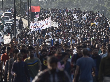 JNU students protest over hostel fee hike: Delhi Police files FIR against protesters; security forces 'manhandled' women students, alleges JNUSU JNU students protest over hostel fee hike: Delhi Police files FIR against protesters; security forces 'manhandled' women students, alleges JNUSU