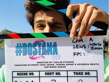 Dostana 2: Kartik Aaryan begins shooting for much awaited sequel, shares picture on Instagram with producer Karan Johar Dostana 2: Kartik Aaryan begins shooting for much awaited sequel, shares picture on Instagram with producer Karan Johar