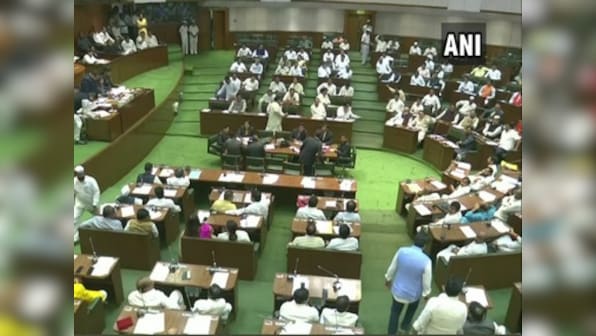 Pro tem Speaker Kalidas Kolambar administers oath to Devendra Fadnavis, Ajit Pawar, other MLAs at special Maharashtra Assembly session