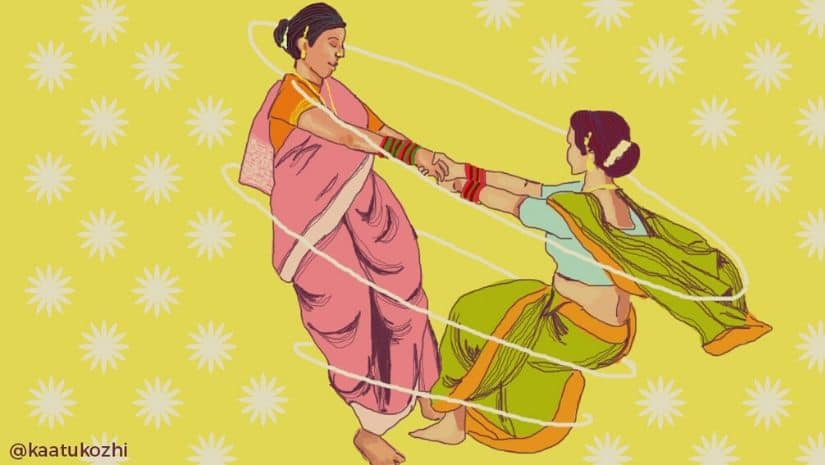 Phugdi is one of the most popular games of the mangalagaur. Illustration by Rini Joseph/ Firstpost