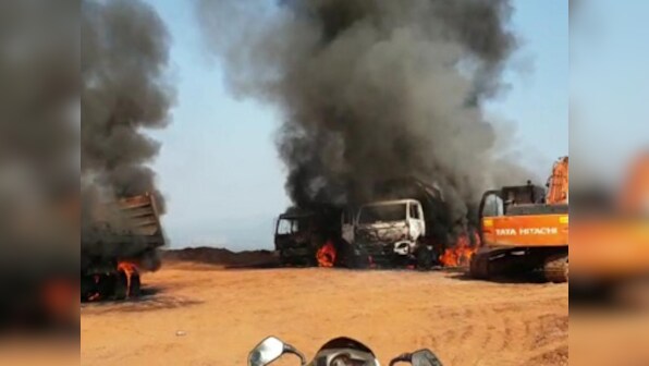Fear of losing ground to security forces drives Maoists to burn down construction vehicles in Dantewada to stop building of roads, new police camps