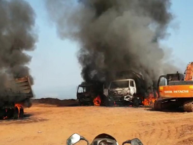 Fear of losing ground to security forces drives Maoists to burn down construction vehicles in Dantewada to stop building of roads, new police camps Fear of losing ground to security forces drives Maoists to burn down construction vehicles in Dantewada to stop building of roads, new police camps