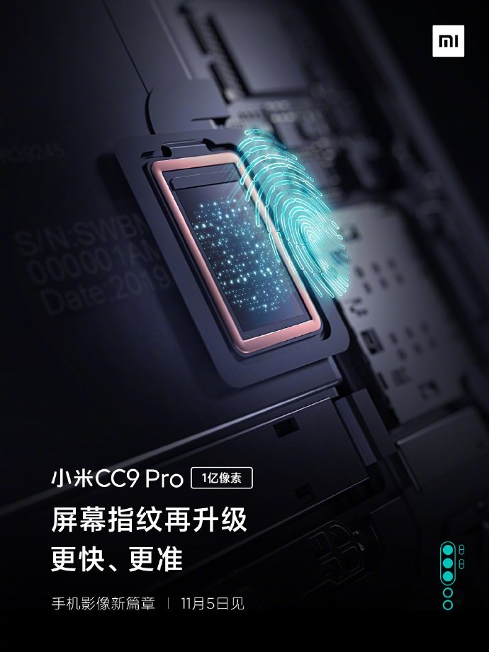 Mi CC9 Pro will feature world's first ultra-thin in-display fingerprint sensor.