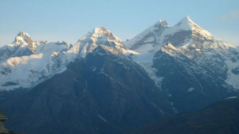 A small glacier in the Pir Panjal range of the Himalayas that is now melting too early in the spring to provide irrigation water to the valley below when the farmers need it. Image courtesy Joydeep Gupta/ The Third Pole