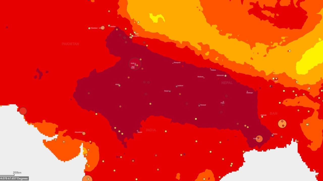 A glimpse of the serious air pollution problem in Northern Indian states. Image: WHO Global Air Pollution Index Map, 2018