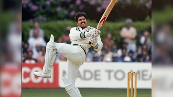 Ranveer Singh delivers the 'Natraj shot' in signature Kapil Dev fashion in a still from Kabir Khan's upcoming sports drama