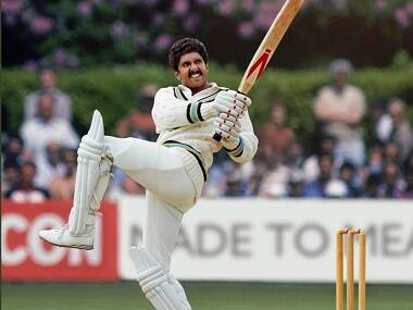 Ranveer Singh delivers the 'Natraj shot' in signature Kapil Dev fashion in a still from Kabir Khan's upcoming sports drama