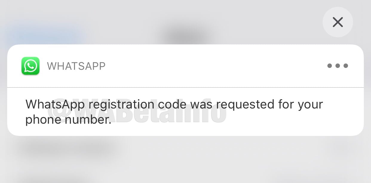 'Whatsapp registration code' notification. Image: WABetaInfo