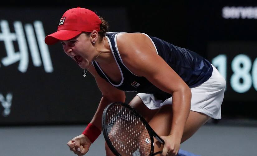 Ashleigh Barty of Australia celebrates after beating Elina Svitolina of Ukraine. AP