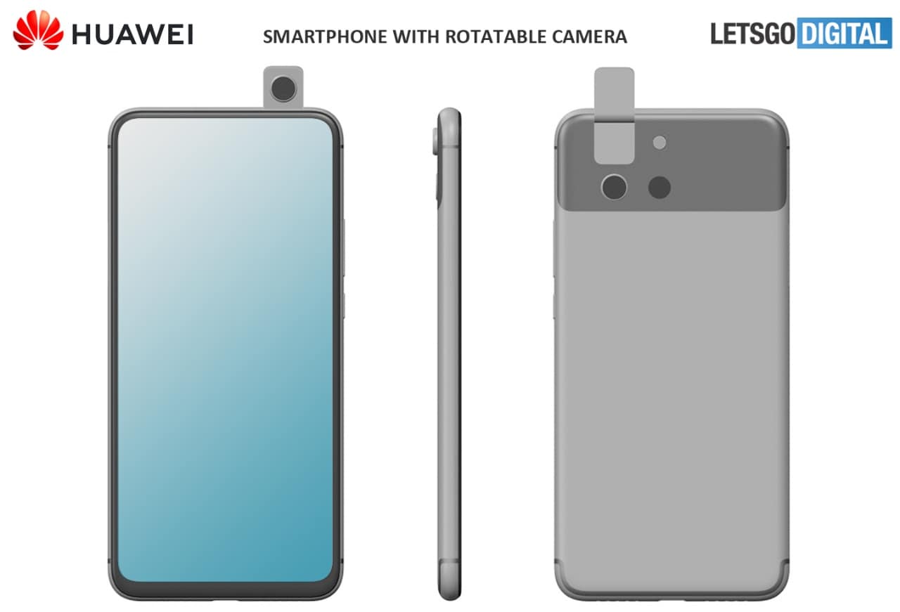 3D render from patent design leaks of an upcoming Huawei smartphone. Image: LetsgoDigital