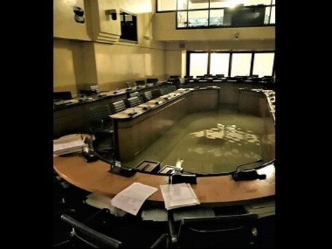 Venice council hall flooded minutes after rejecting climate change bill; pictures of room go viral on social media Venice council hall flooded minutes after rejecting climate change bill; pictures of room go viral on social media