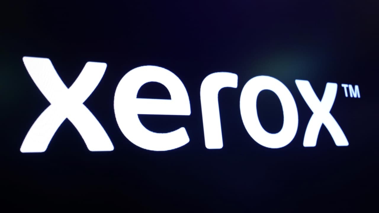 The company logo for Xerox is displayed on a screen on the floor of the New York Stock Exchange (NYSE) in New York, U.S. Image: Reuters