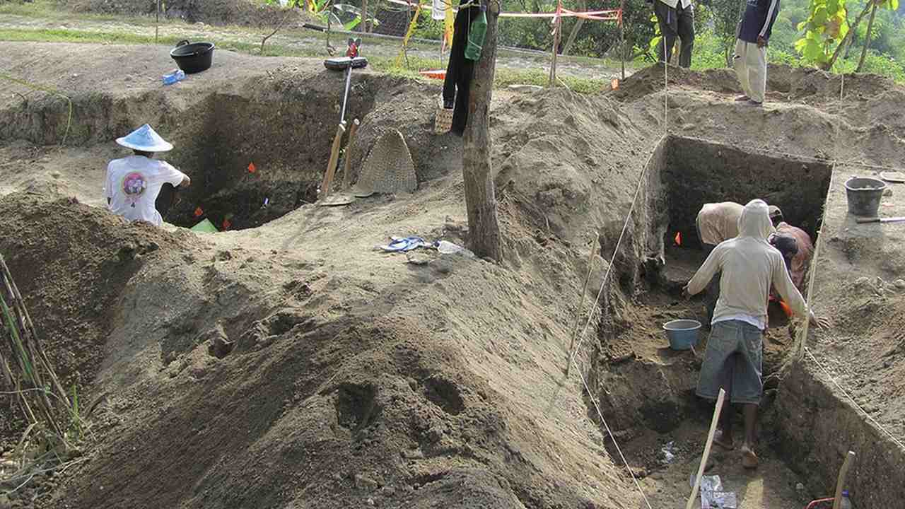 The excavations for Homo erectus fossils at Ngandong, Java, Indonesia. Image credit: AP