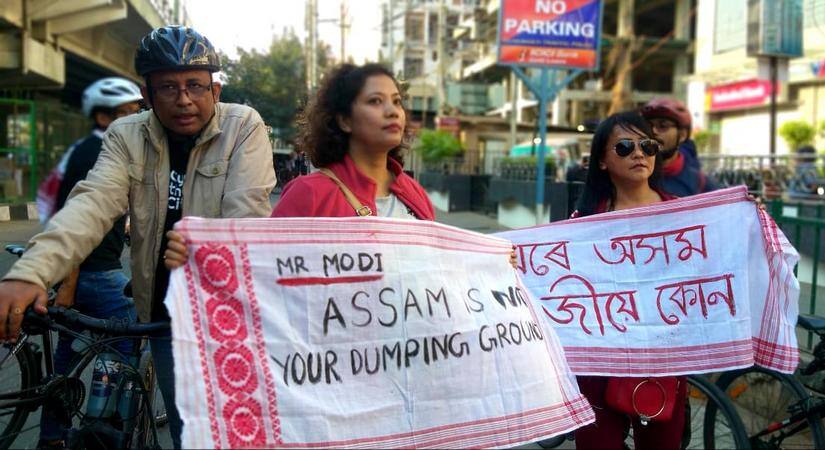 Two Assamese protesters display their displeasure at the Citizenship Amendment Act. Image courtesy: Tulika Devi