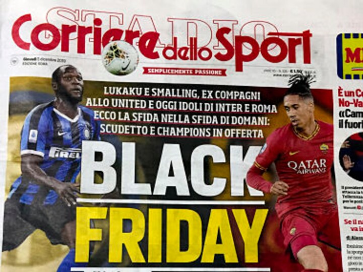 Italian sports daily under fire for using 'Black Friday' headline along with pictures of Chris Smalling, Romelu Lukaku
