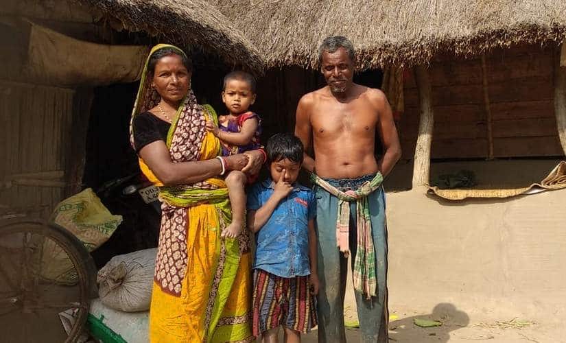 Asit Mirdha with his family at Hariabanka village in Kedrapara district of Odisha. Debi Mohanty